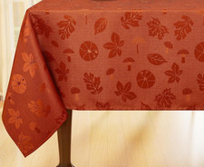 Fall Autumn Tablecloth Rust Terracotta 60x102 Waterproof Pumpkin Mushroom Leaf