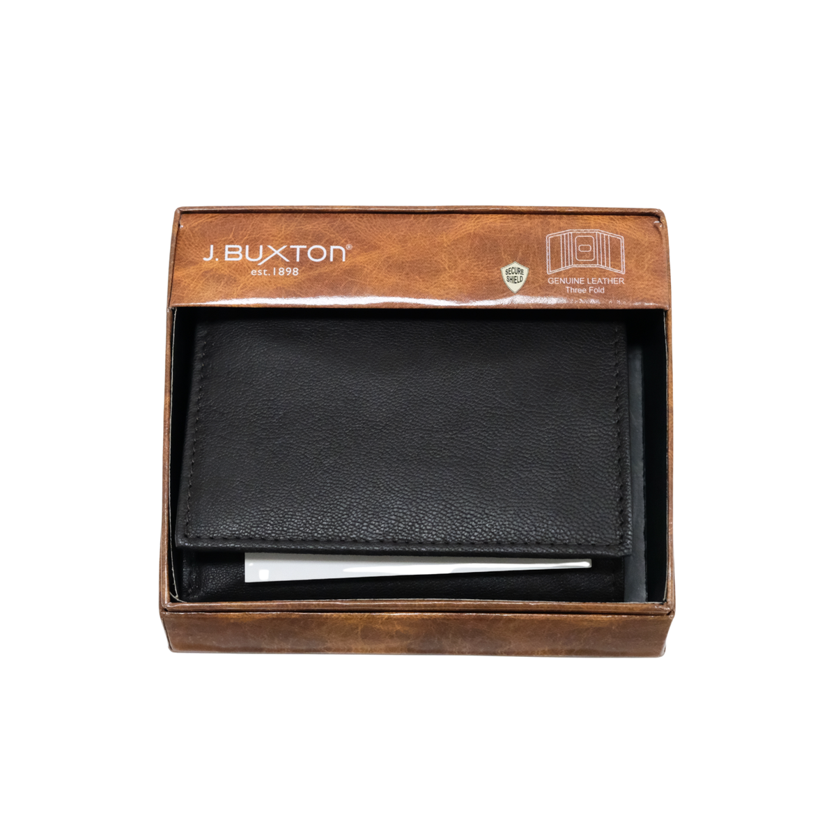 Julia Buxton Black Ridgewood Three-Fold Wallet Genuine Leather