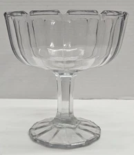 Vintage Heavy Pressed Glass Compote Footed Candy Pedestal Bowl 6.5"x7" Clear