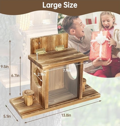 Carbonized Squirrel Feeders for Outside, Funny Chipmunk Feeder, Easy Brown - 第 3/4 張圖片