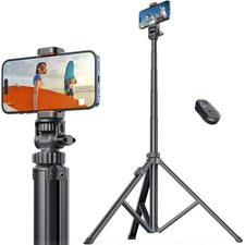 71''/180cm Extendable Phone Tripod Aluminum, Portable Stand for Video Black