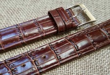 18mm - 18.5mm MEN'S BROWN STRAP HIGH QUALITY GENUINE LEATHER STITCHED WATCH BAND