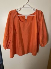 Women’s Boho Shirt/Top Beautiful Cotton Orange Puffy Sleeve AVA & VIVSize 2X NWT