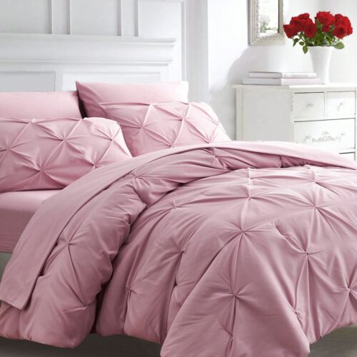 7pc Queen Comforter Set with Sheets – Pintuck Bed in a Bag, All-Season Bedding - Picture 18 of 91