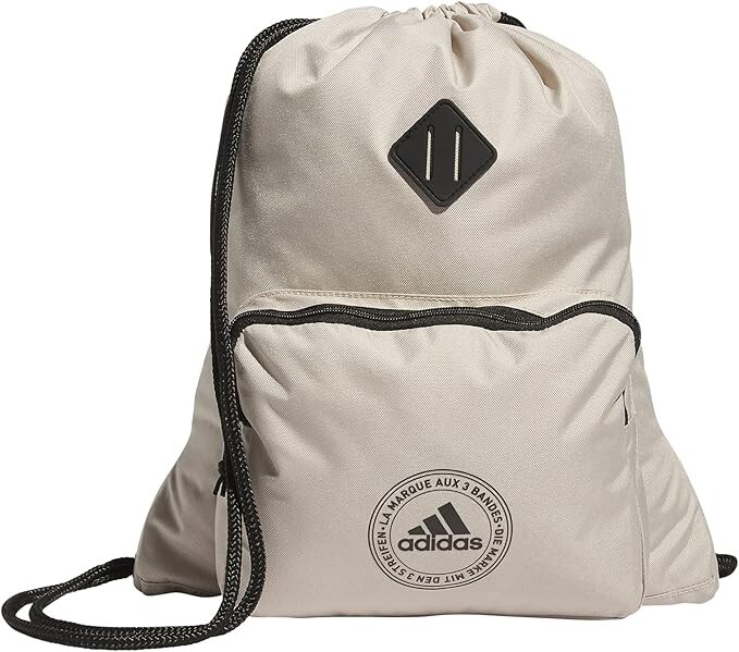 NEW Adidas Classic 3S Sackpack Beige/Black Backpack Drawstring Gym Bag