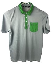 Travis Mathew Polo Shirt Mens Size Large Green Chive Golf Pocket