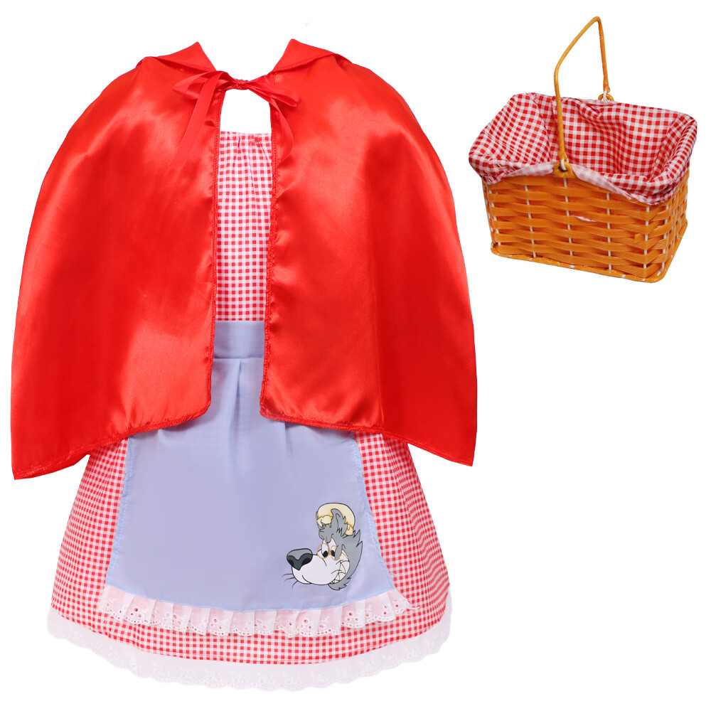 GIRLS LITTLE RED RIDING HOOD COSTUME WITH BASKET HALLOWEEN BOOK