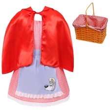 GIRLS LITTLE RED RIDING HOOD COSTUME WITH BASKET HALLOWEEN BOOK WEEK FANCY DRESS