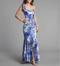 NUEVO CON ETIQUETAS $135 Vestido Peri Plateado Floral Salto Largo Formal Baile de graduación Sirena Talla 1 Vestido