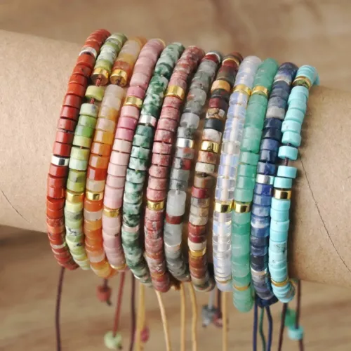 Natural Crystal Stone Bracelet Gemstone Beaded Dainty Healing Bracelet Handmade - Picture 2 of 59