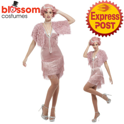Robe Ann&eacute;es 20 &agrave; Franges Rose, Flappers