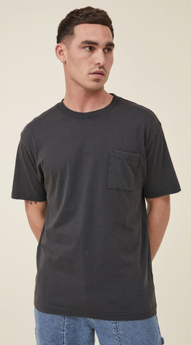 Cotton:On Men's 100% Organic Cotton Loose Fit Crew T-Shirt Washed Black Size M - 第 1/5 張圖片