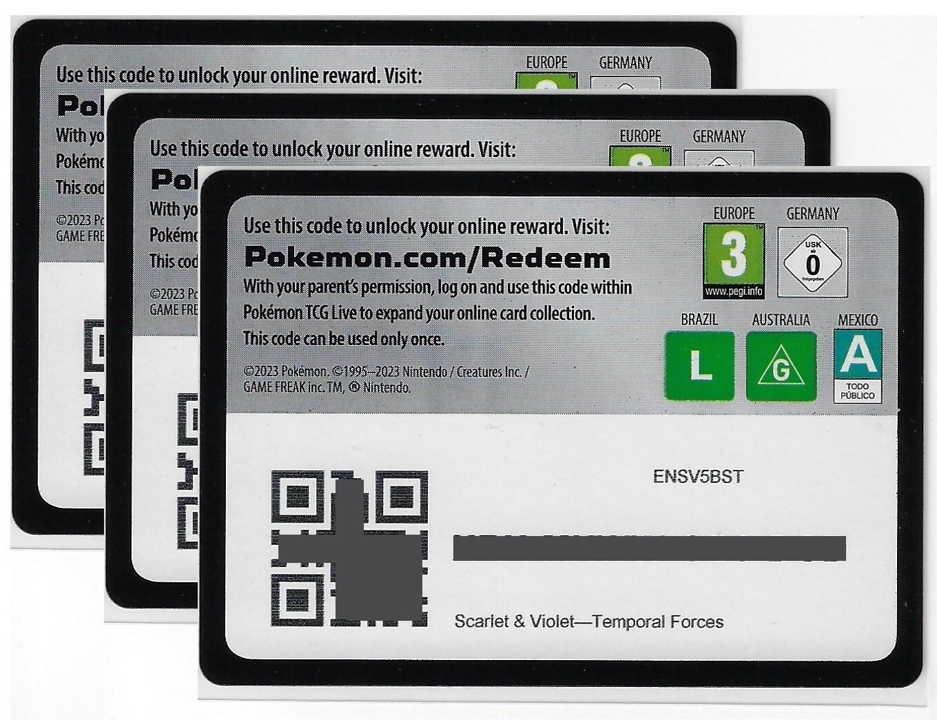 POKEMON TCGO S&V Temporal Forces UNUSED Booster ENSV5BST ONLINE CODEs ...