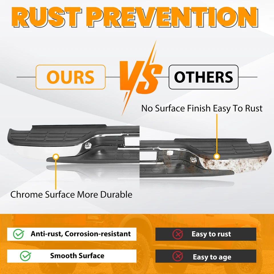 NEW Chrome Complete Rear Bumper for 1999-2007 Chevy Silverado Sierra 2500HD 3500 - Image 4 of 4