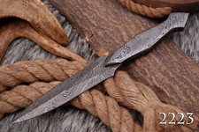hand forged Damascus steel dirk stiletto machete knife poniard leather sheath