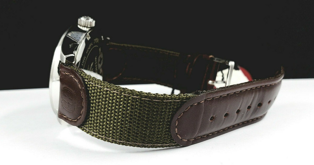 時計 SWISS WENGER 70724 Wenger Swiss 7240X/T Date Leather/Canves Strap Luminous