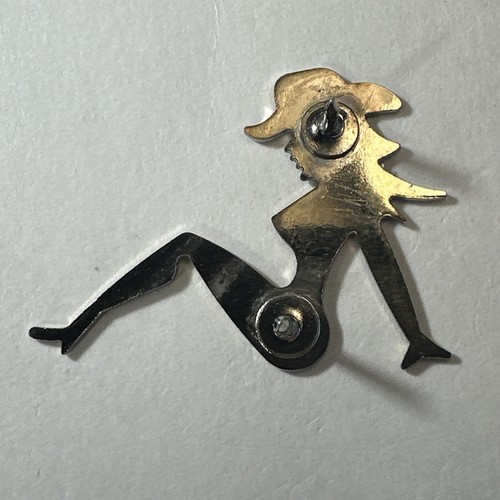 Naked Lady Woman Cowboy Truck Driver Emblem Trucking Silver Toned Hat Lapel Pin - Picture 5 of 13