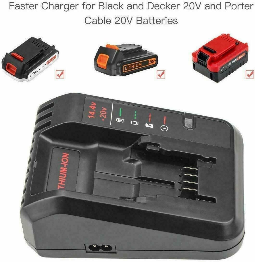 For Porter Cable and Black&Decker 20 Volt 20V MAX Fast charger Lithium Battery
