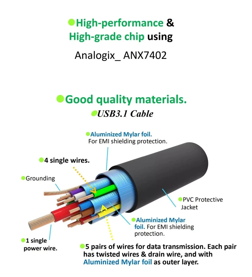 USB Type-C Male to DisplayPort DP Female Adapter Converter Amber CU3-ADP1 4in - Image 4 of 4