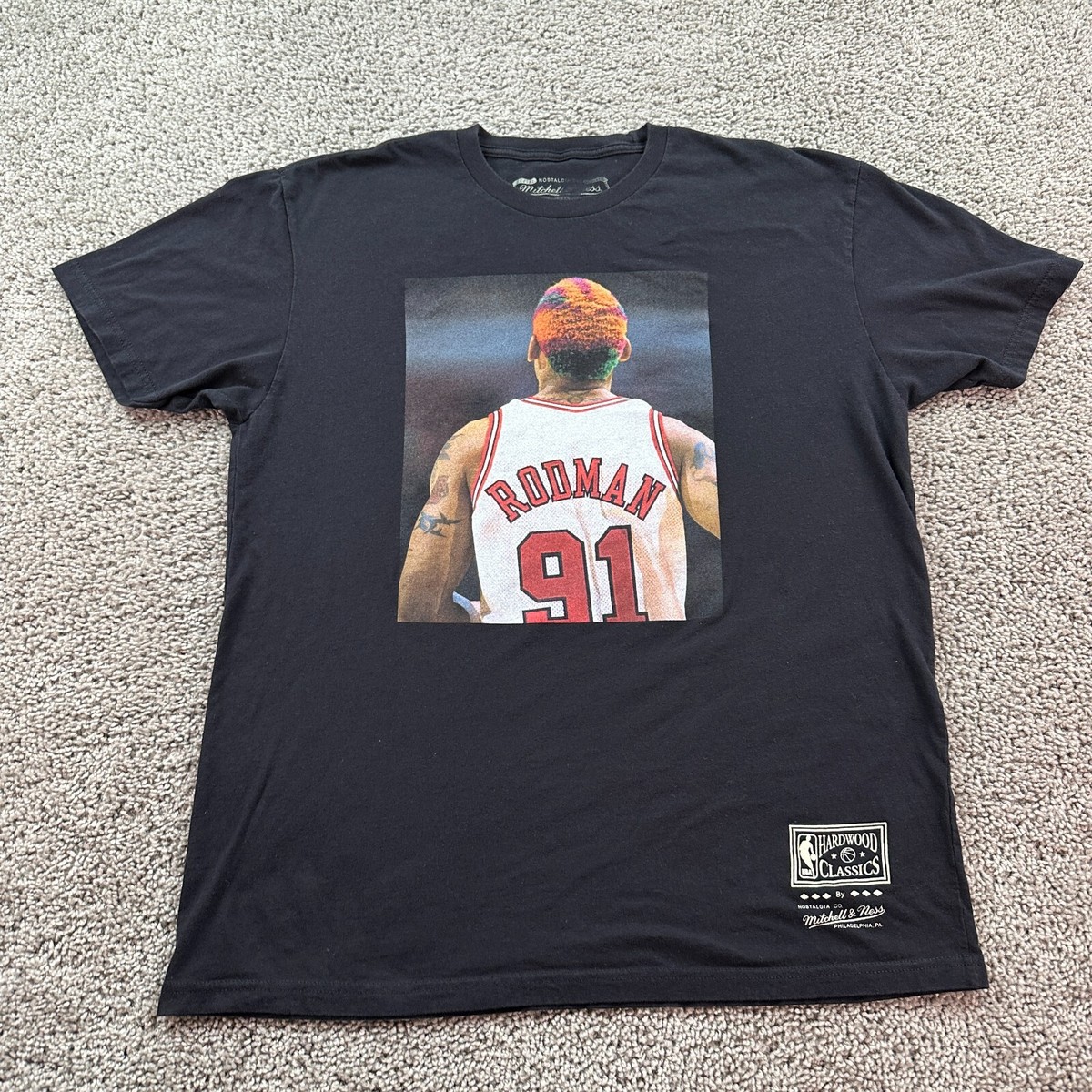 Dennis Rodman Chicago Bulls Shirt Mens Large Black Tie Dye
