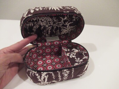 VERA BRADLEY JEWELRY BOX W/ZIPPER CLOSURE Quilted Top Brown