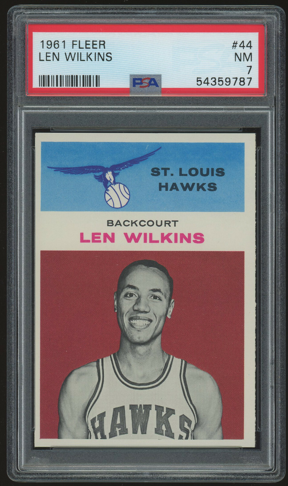 1961 Fleer #44 Lenny Wilkens "Len Wilkins" (RC) Rookie Card - PSA 7 NM
