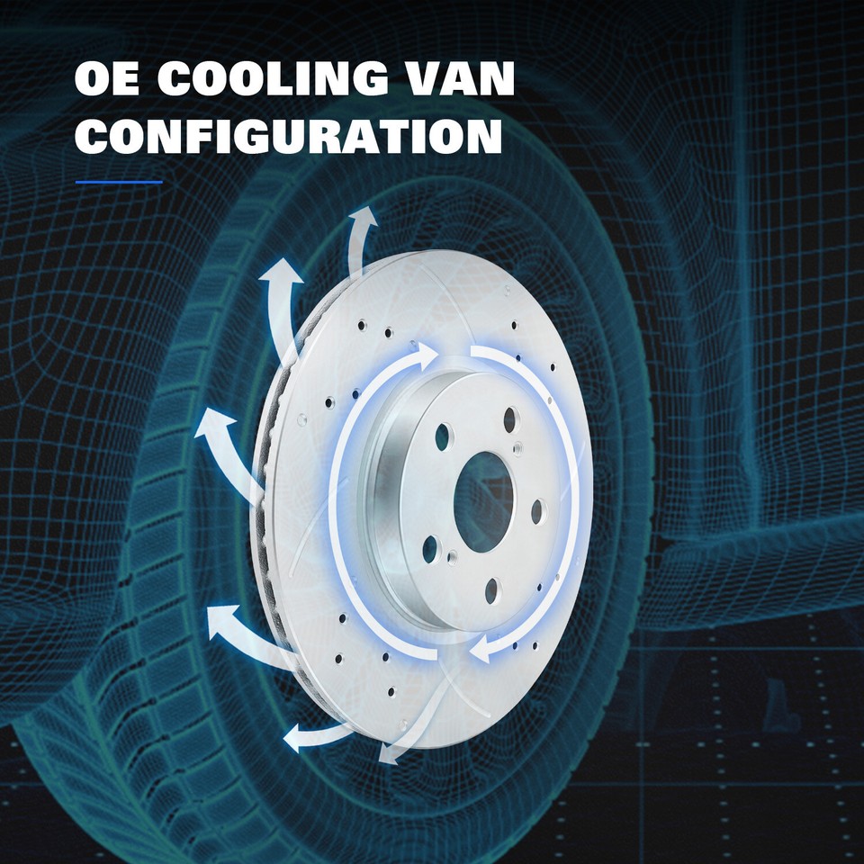 296mm Front Drilled Disc Rotors Brake Pads for Chevy Cobalt Malibu