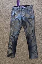 New Ralph Lauren Purple Label Women's Coated Slim Fit Jeans - Size 27 - BLACK