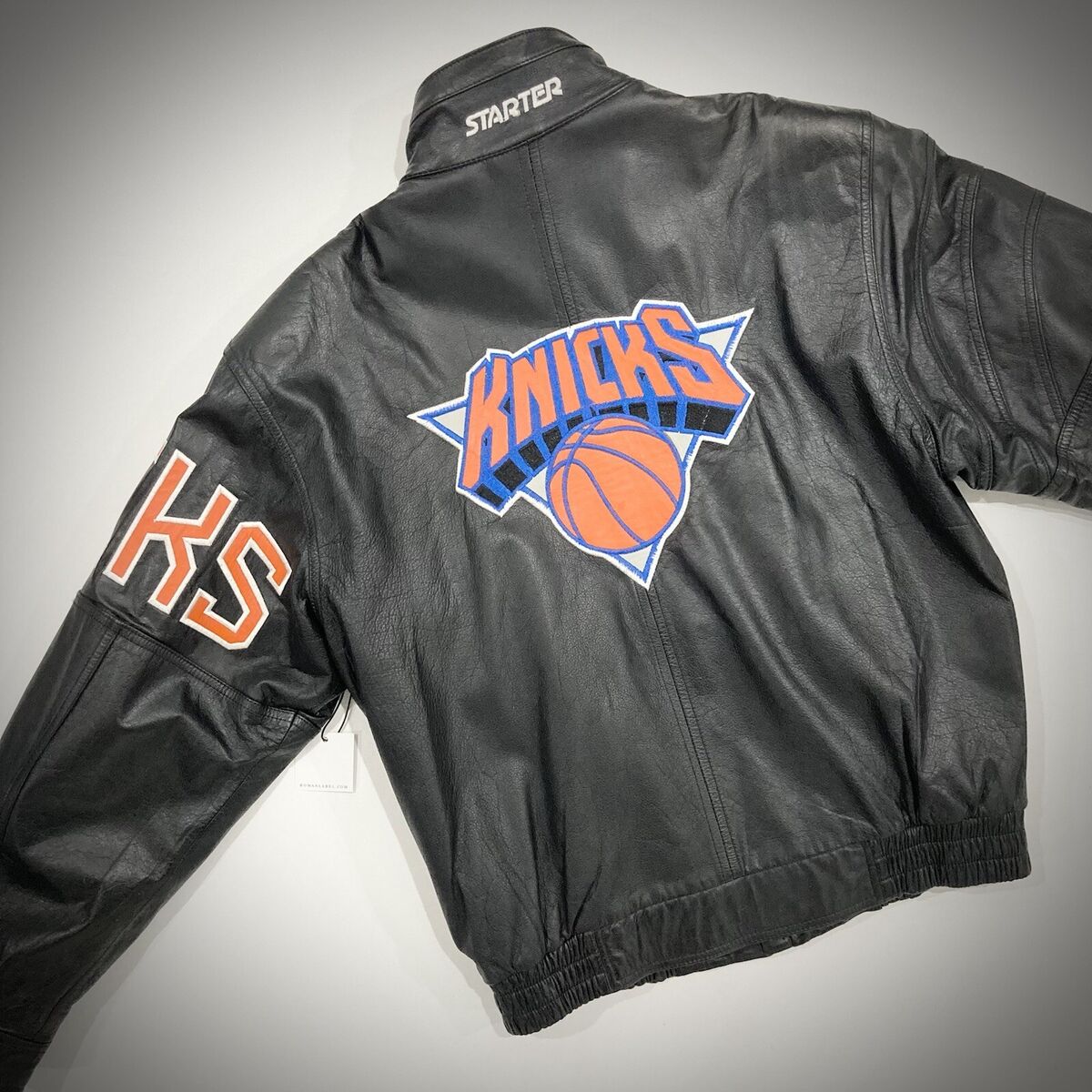 Vintage '90s New York Knicks Rare Black Leather Starter Vintage '90s New York Knicks Rare Black Leather Starter