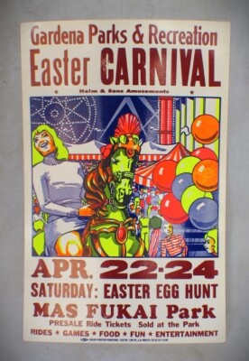 Vintage Poster Gardena California Easter Carnival by Colby Poster Printing L.A.