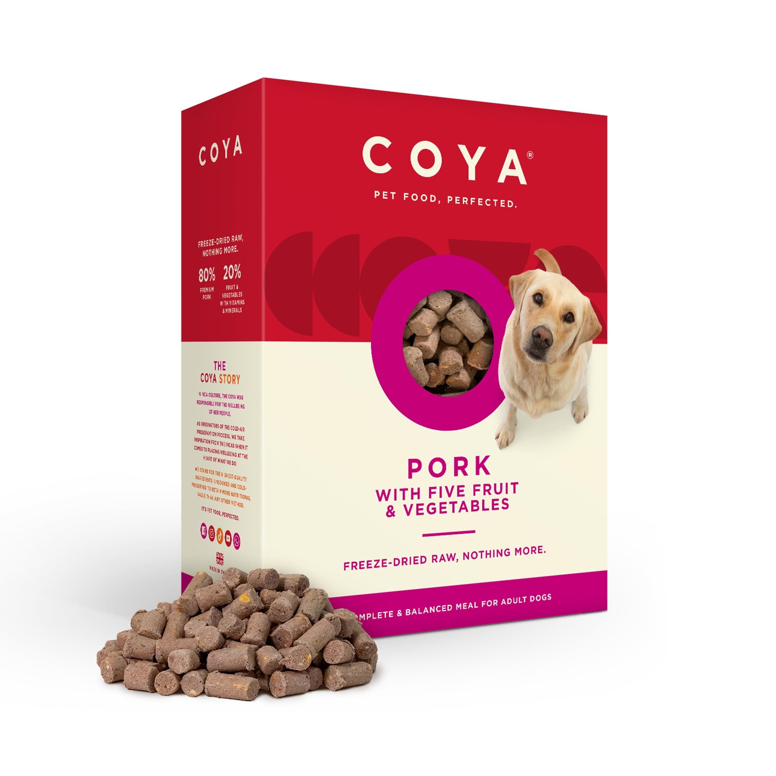 COYA Freeze-Dried Raw Dog Food, Pork (3 x 750g) Hypoallergenic & Grain Free, ...