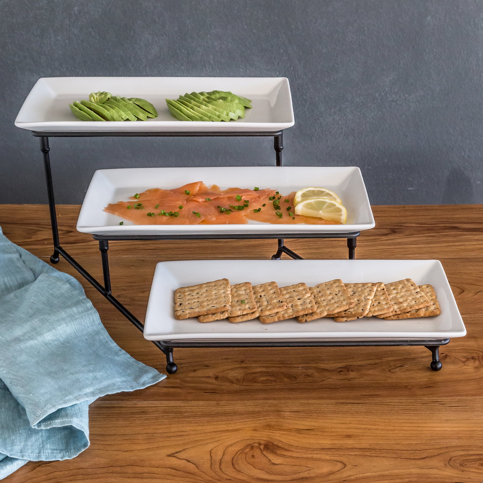 Better Homes & Gardens White Porcelain 3 Tier Serving tray Set