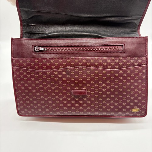 Vintage Celine Clutch Bag Triomphe Bordeaux PVC Leather Purse Authentic!! - Picture 15 of 20