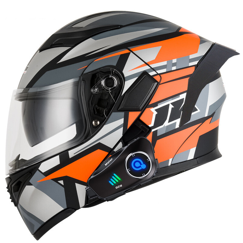 Bluetooth Motorcycle Helmet Modular Flip Up Dual visor Camer