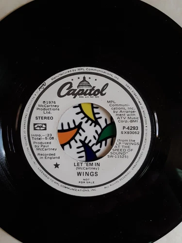 PAUL McCARTNEY & WINGS-Let 'Em In 7" 45 (DJ PROMO STEREO L/S) M- Capitol BEATLES