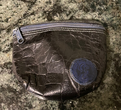 Vintage CARLOS FALCHI Navy Blue Zippered Clutch Butter Soft Leather Small Bag