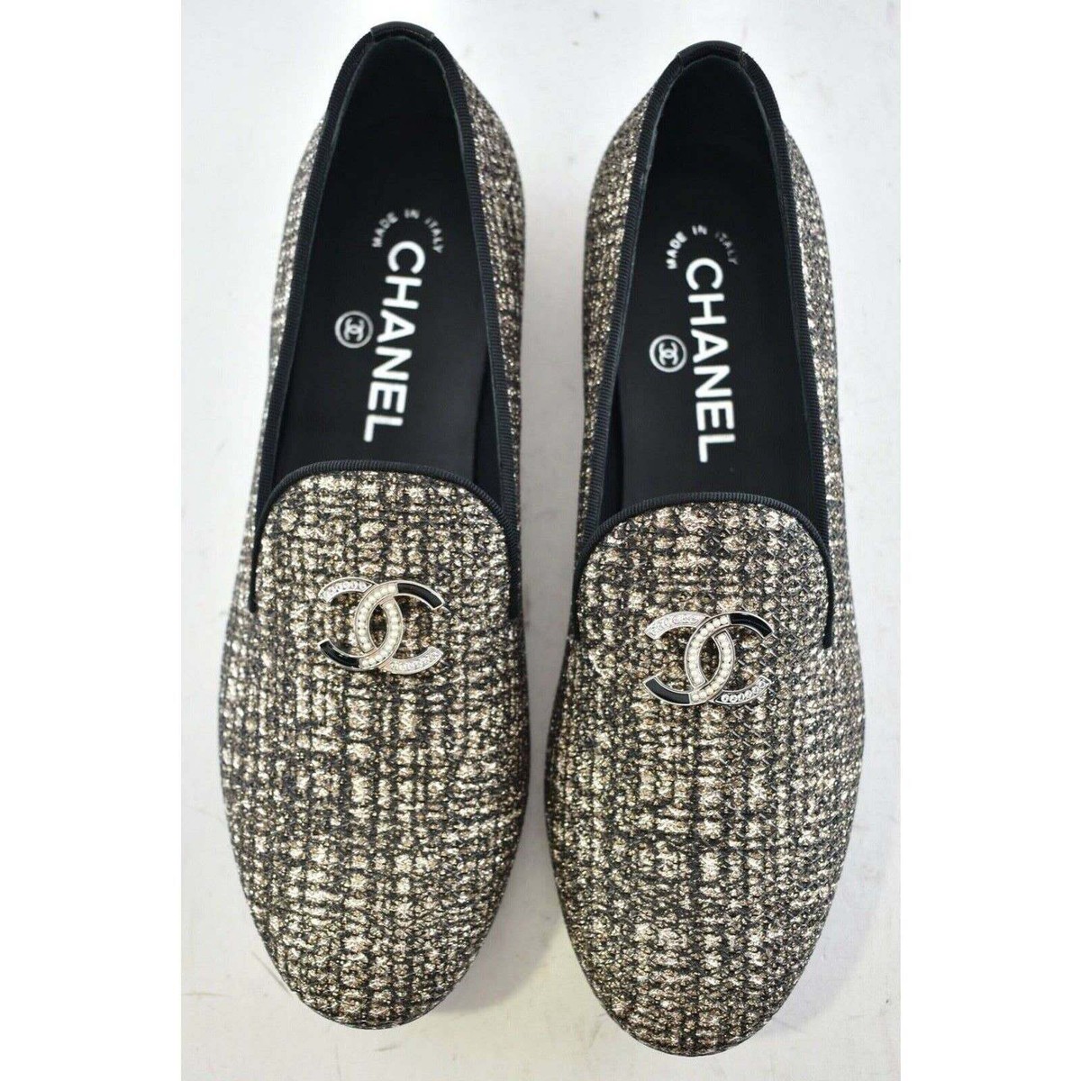 靴 CHANEL 36 1/2 Chanel 21B Black Suede Leather CC Logo Platform Lace Up Creeper