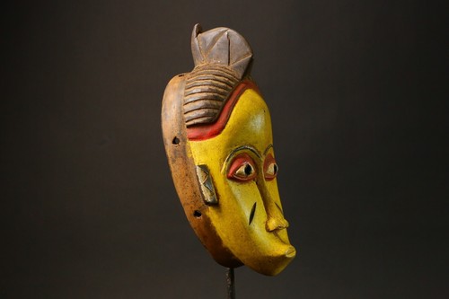 Vintage African Baule Ndoma Mask Hand Carved Wood Painted Ritual Original-G2987 - Photo 15/24