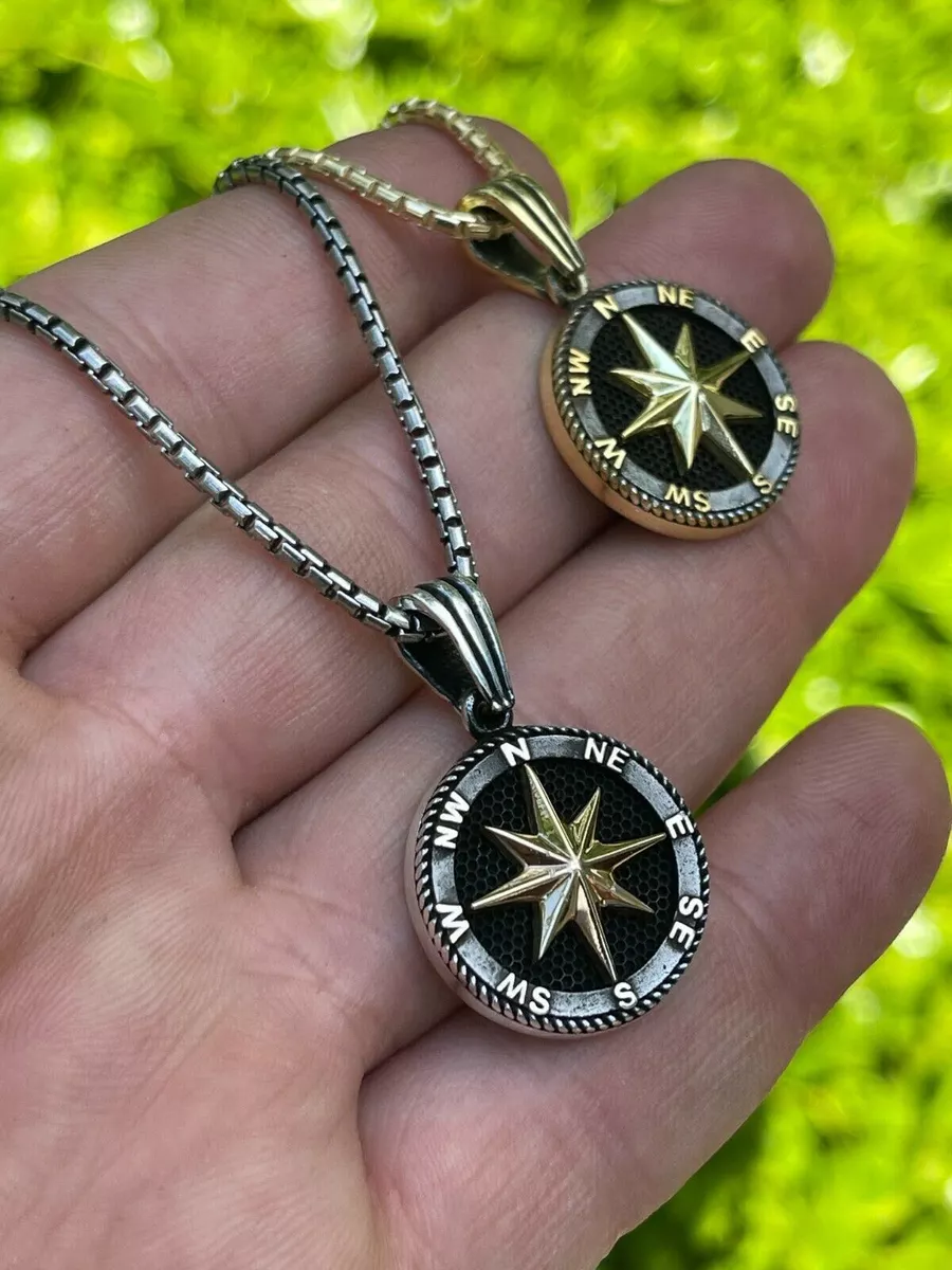 Bead compass gold, Sterling Silver