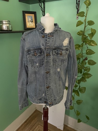 Denim Distressed Jean Jacket Button 