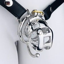 Stainless Steel Male Chastity Cage Device Sissy Cobra Mamba Lock Ring Belt