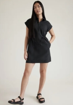 NWT ATHLETA Topspin Dress L/P Black Dress Summer Travel Size Large