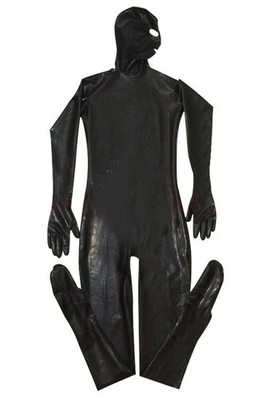 NEUESTES DESIGN Herren Gay Schwarz Wetlook Kunstleder Zentai Gimp Catsuit Größe 3xl