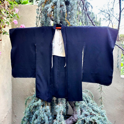 Vintage Black Wool Kimono Jacket Unisex Excellent Condition