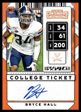2020 Panini Contenders Draft Picks Ticket Foil Bryce Hall Auto Virginia