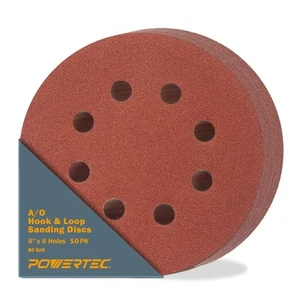 50PK, 5 Inch 8 Hole Hook and Loop Sanding Discs, 80 Grit, Sandpaper for Rando... - Picture 1 of 7