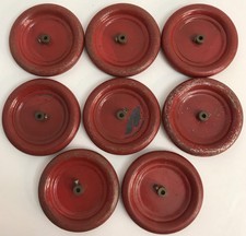 A.C. Gilbert Erector "LV" Red Painted Steel Disc Wheels Set of 8