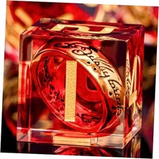 Magic Golden Ring DND Dice Set Sharp Edge Red Resin Dice with Box, Ring - Red-1
