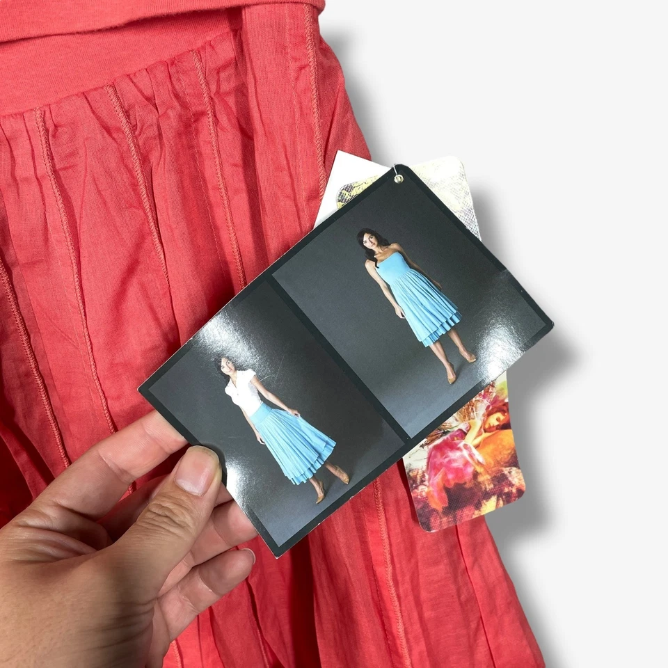 Lapis 珊瑚褶层叠裙女式 L 码棉混纺 2 款波西米亚海滩 — 第 2/4 张图片