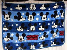 Disney Mickey Mouse Baby Blanket Blue All Over Print WStars Plush Lovey Classic